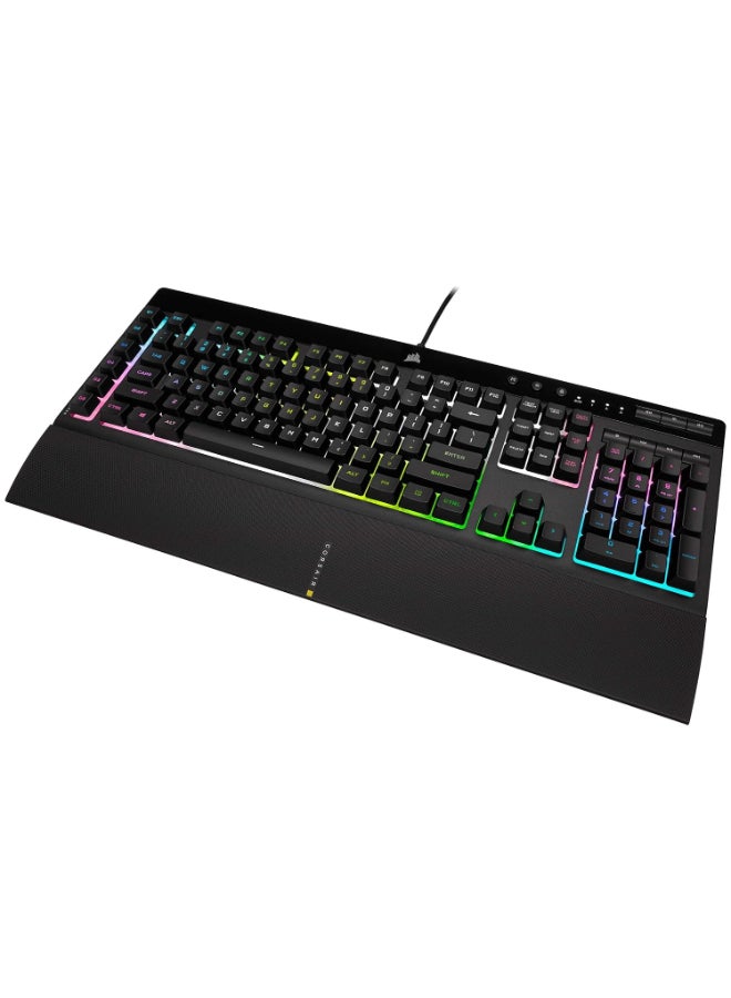 Corsair K55 RGB PRO XT - Dynamic Per-Key RGB Backlighting - Six Macro Keys with Elgato Stream Deck Software Integration - IP42 Dust and Spill-Resistant - Detachable Palm Rest - Media and Volume Keys