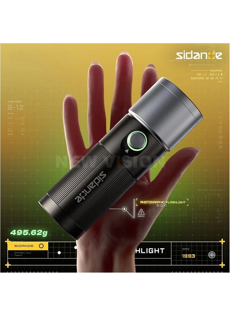 SIDANDE Videography Flashlight Zoomable Photography Fill Light Ambience Light with 1/4'' Thread for Camera Stand Cage