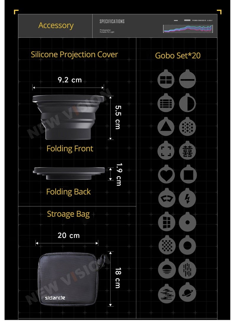 SIDANDE Videography Flashlight Zoomable Photography Fill Light Ambience Light with 1/4'' Thread for Camera Stand Cage