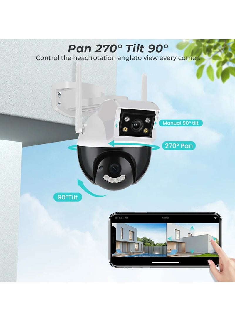 4MP Wifi Camera Dual Screen Dual Lens PTZ Security CCTV Video Surveillance Camera Motion Detect AI Tracking