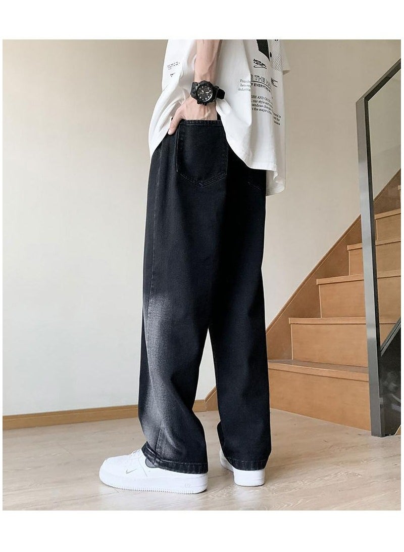 Fashionable Men's Loose Straight Leg Jeans, Wide Leg Casual Pants