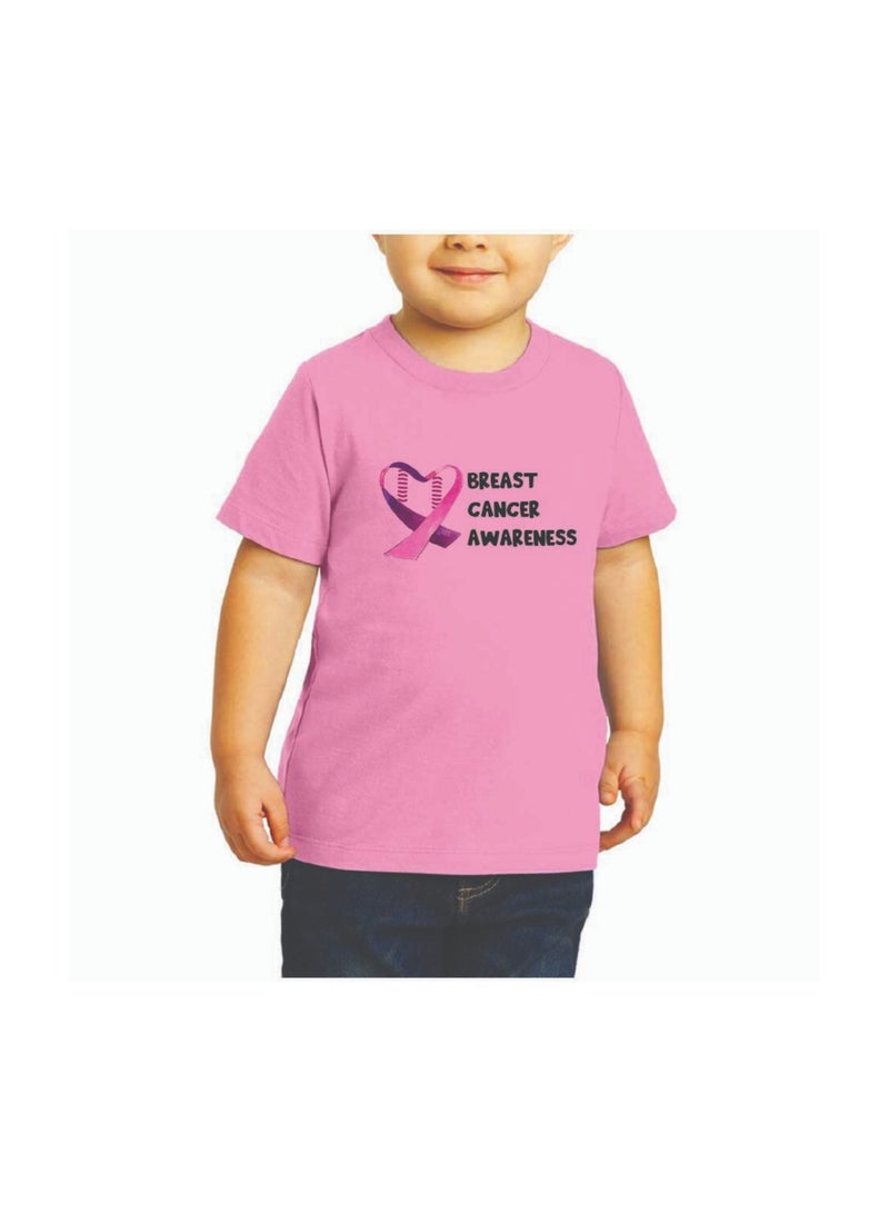 PinkCancer Awareness Kids T-Shirts for Boys – Support and Inspire with Pink Ribbon Design – Round Neck Short Sleeve Soft Cotton T-Shirt