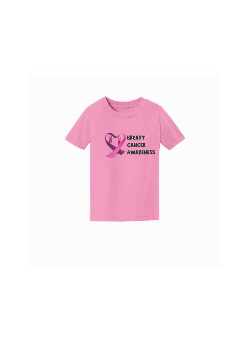 PinkCancer Awareness Kids T-Shirts for Boys – Support and Inspire with Pink Ribbon Design – Round Neck Short Sleeve Soft Cotton T-Shirt