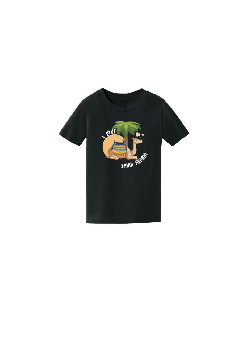 Saudi National Day Tshirt for Boys - Short Sleeve Round Neck Cotton Tshirt - Ideal for National Day Celebrations, School Events