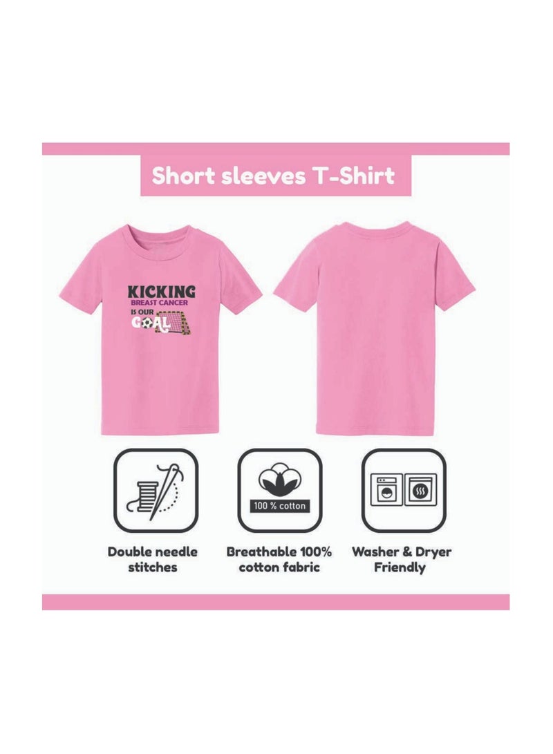 PinkCancer Awareness Kids T-Shirts for Boys – Support and Inspire with Pink Ribbon Design – Round Neck Short Sleeve Soft Cotton T-Shirt