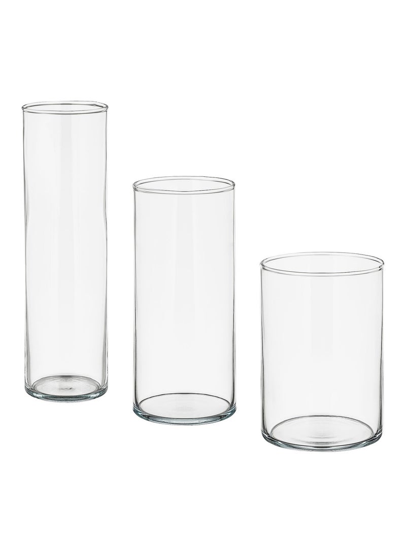 Vase Set Of 3 Clear Glass