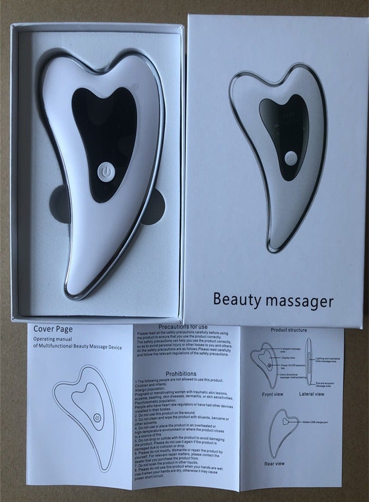 Electric Gua Sha Face and Neck Massager with 4 modes for face lifting, anti-aging and wrinkles, lymphatic unblocking, facial contour tightening, double chin elimination