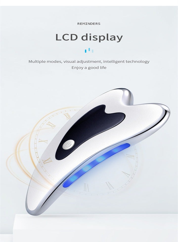 Electric Gua Sha Face and Neck Massager with 4 modes for face lifting, anti-aging and wrinkles, lymphatic unblocking, facial contour tightening, double chin elimination