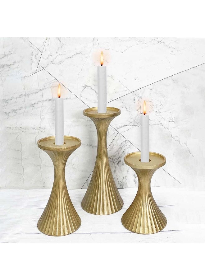 EC-Nomad Candle Holder Set/3 Gold 9.5X14,9X18,10.5X23Cm