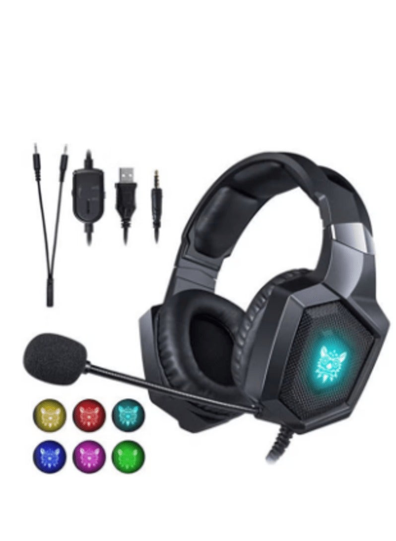 K8 RGB Gaming Headset 7.1 Surround Sound Noise Canceling Mic ,PC , PS4-3 , Mobile And Xbox