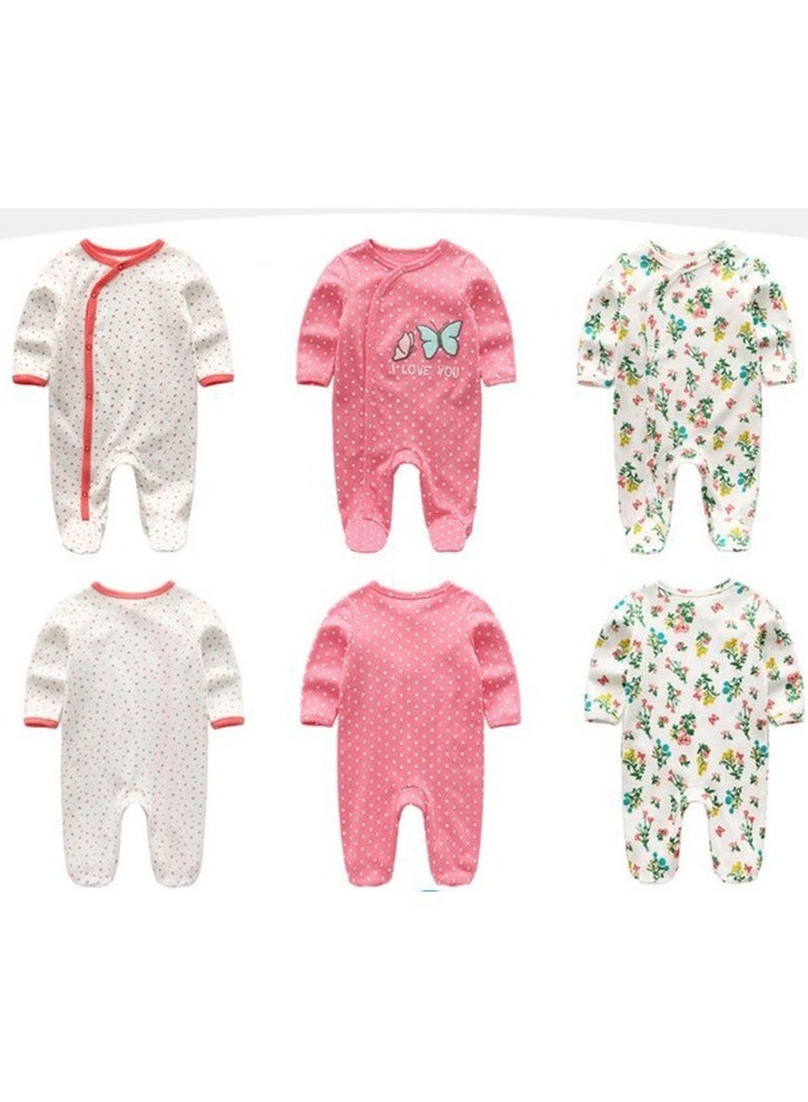 Infant And Toddler Pure Cotton One-Piece Long-Sleeved Crawling Suit 3-Piece Set