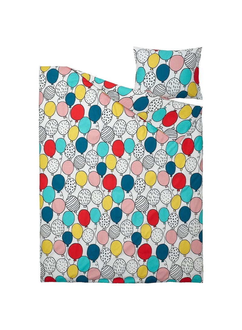 Duvet Cover And Pillowcase Balloon Pattern Multicolour 150X200/50X80 Cm