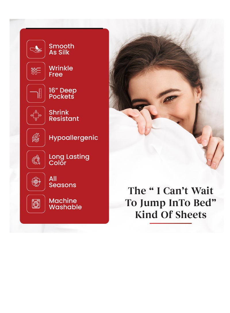 Premium Grey King Sheets Set - 1800 TC Series 4 Piece Bed Sheets - Soft Brushed Microfiber Fabric - 16 Inches Deep Pockets Sheets Wrinkle Free & Fade Resistant by Infinitee Xclusives