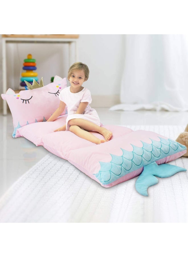 Mermaid Kids Floor Pillows Bed Cover Queen Size Fold Out Floor Lounger Chair Bed For Girls Floor Cushion For Kids Seating Room Decoration  Cover Only