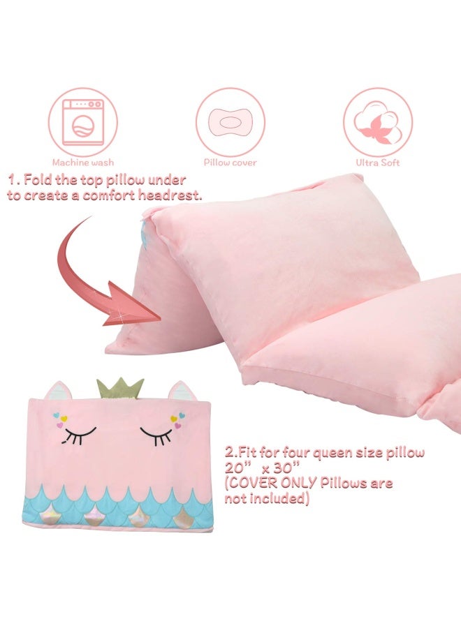 Mermaid Kids Floor Pillows Bed Cover Queen Size Fold Out Floor Lounger Chair Bed For Girls Floor Cushion For Kids Seating Room Decoration  Cover Only