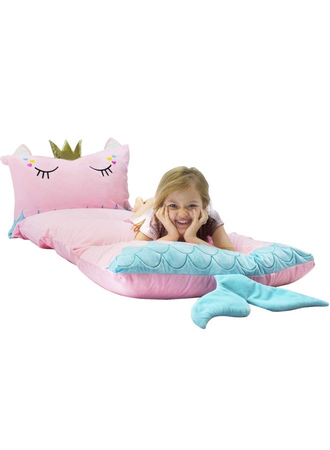 Mermaid Kids Floor Pillows Bed Cover Queen Size Fold Out Floor Lounger Chair Bed For Girls Floor Cushion For Kids Seating Room Decoration  Cover Only