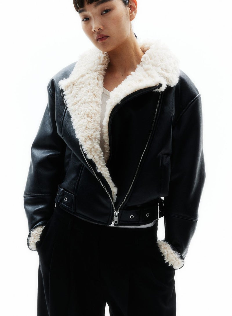 Zip Detail Fur Detail Jacket