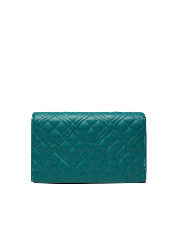 Green Quilted Bag with Stylish Gold Accents for Women