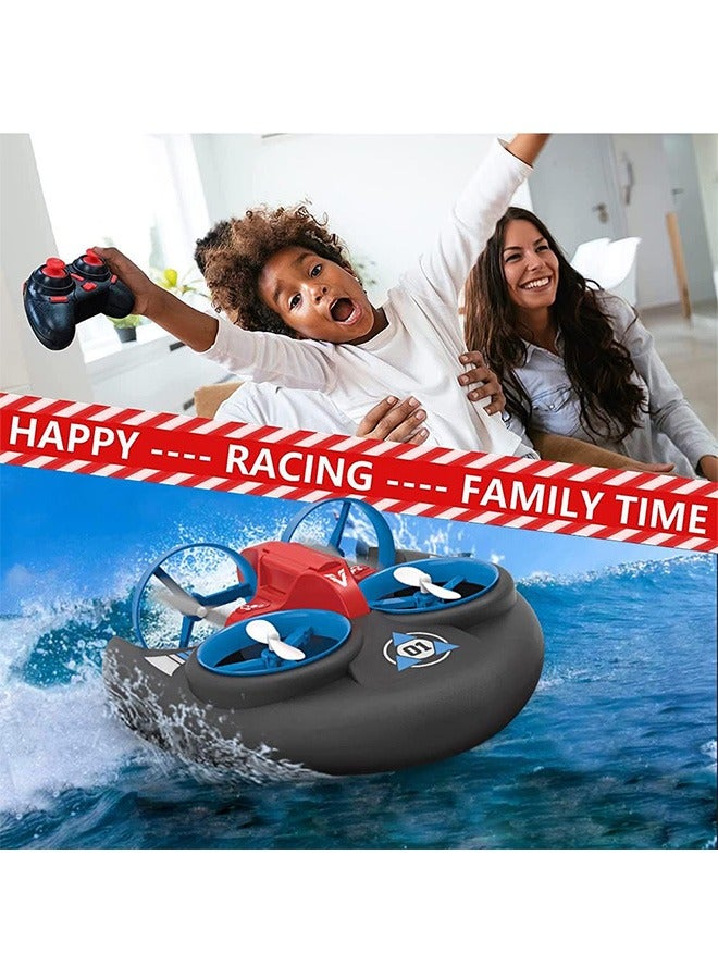 3 in 1 Water Land and Air RC Boat Toys for Boys, 2.4 GHz High Speed Remote Control Boat, Kids Drone 360° Spin and Flip, RC-Hovercrafts Pool Toys for Kids Toys for 8-12 Years Old Boys