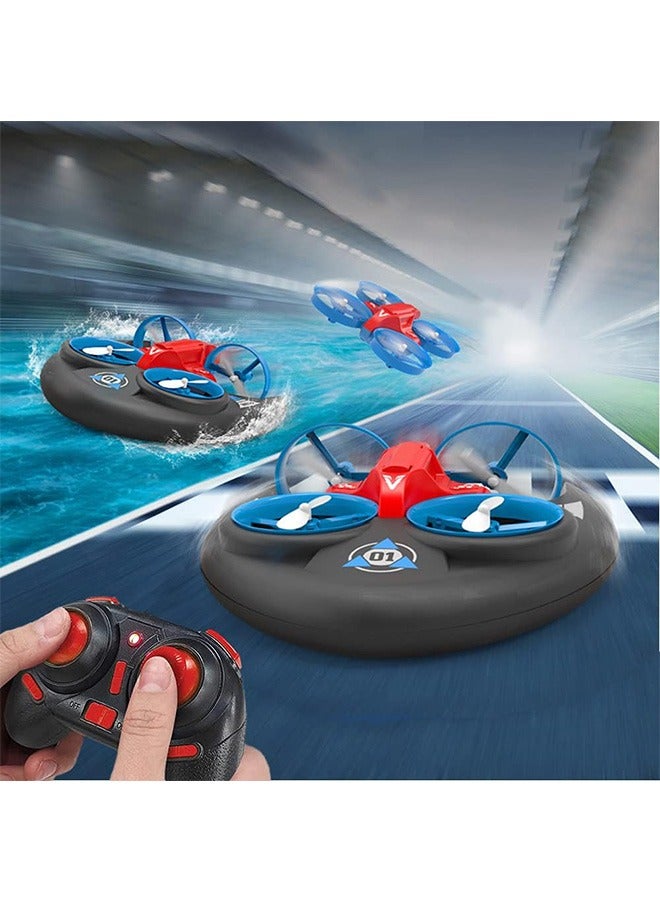 3 in 1 Water Land and Air RC Boat Toys for Boys, 2.4 GHz High Speed Remote Control Boat, Kids Drone 360° Spin and Flip, RC-Hovercrafts Pool Toys for Kids Toys for 8-12 Years Old Boys