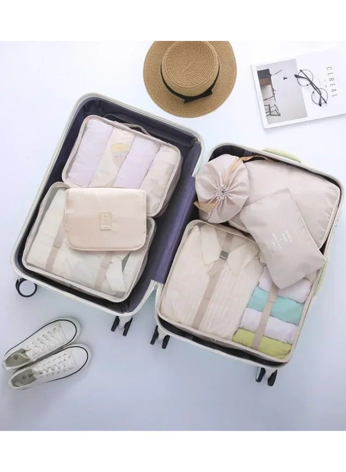 7-Piece Travel Organizer Luggage Set Beige