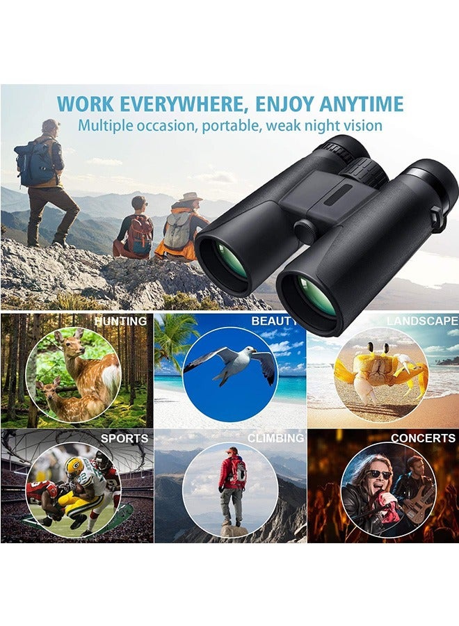 Binoculars for Adults 10x42 BAK-4 Roof Prism FMC Lens, HD Compact Durable Binoculars for Birdwatching Hunting Hiking and Traveling with Carrying Bag and Strap