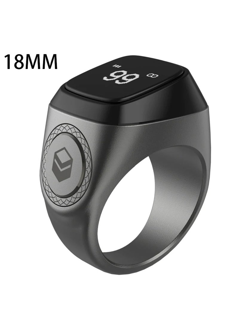 Digital Counter Tasbeeh SMART Zikr Metal Ring 18mm Black