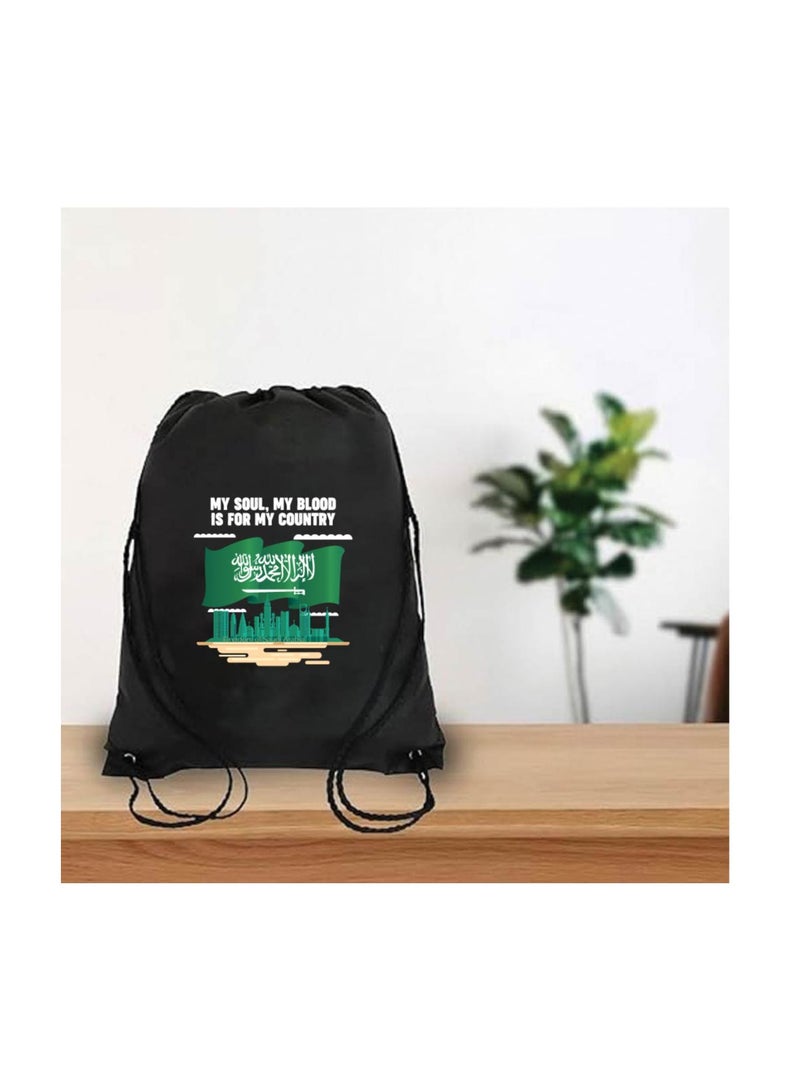 Saudi National Day Drawstring Bag – Ideal for Travel, Shopping, Gym, and Daily Use – Durable and Stylish Drawstring Backpack – Great for Celebrations, Events