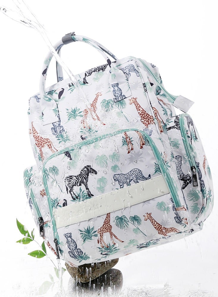 Cartoon printed Mommy bag shoulder large-capacity diapers maternal and infant backpack portable pregnant women bags just yet/African grassland