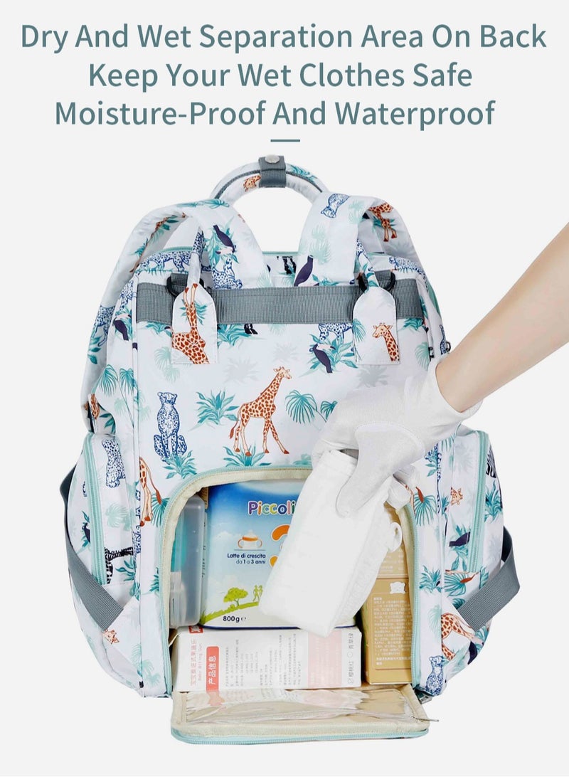 Cartoon printed Mommy bag shoulder large-capacity diaper mother-infant backpack portable pregnant woman bags just yet/polar bear