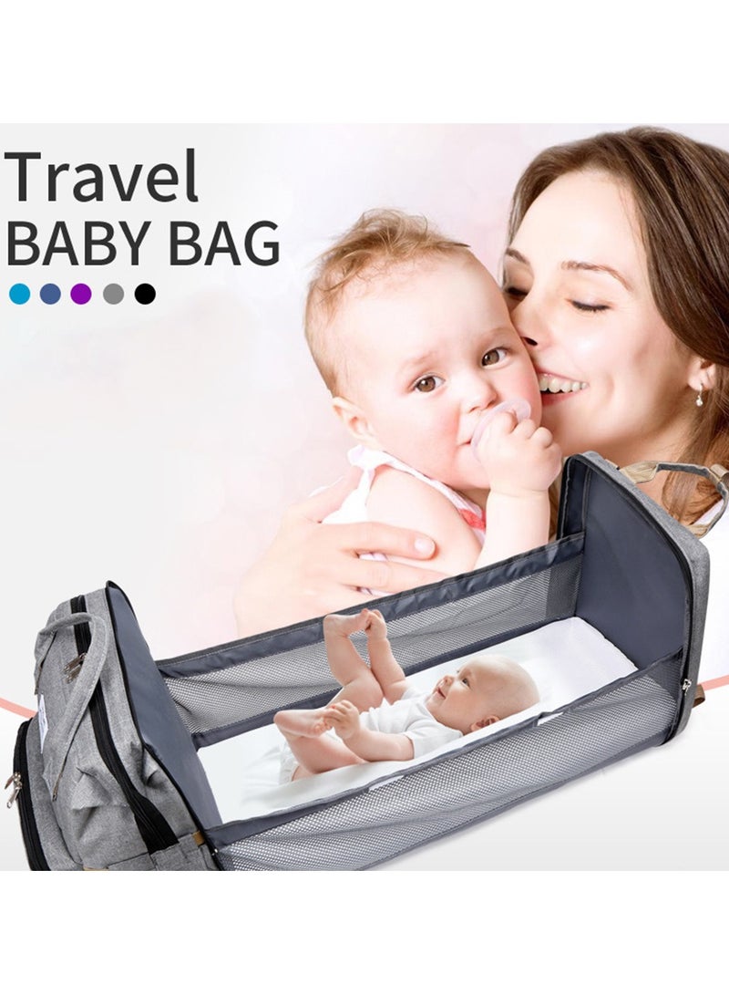 Simple Mommy bag portable folding shoulder bag multifunctional large-capacity crib Mommy bag/black