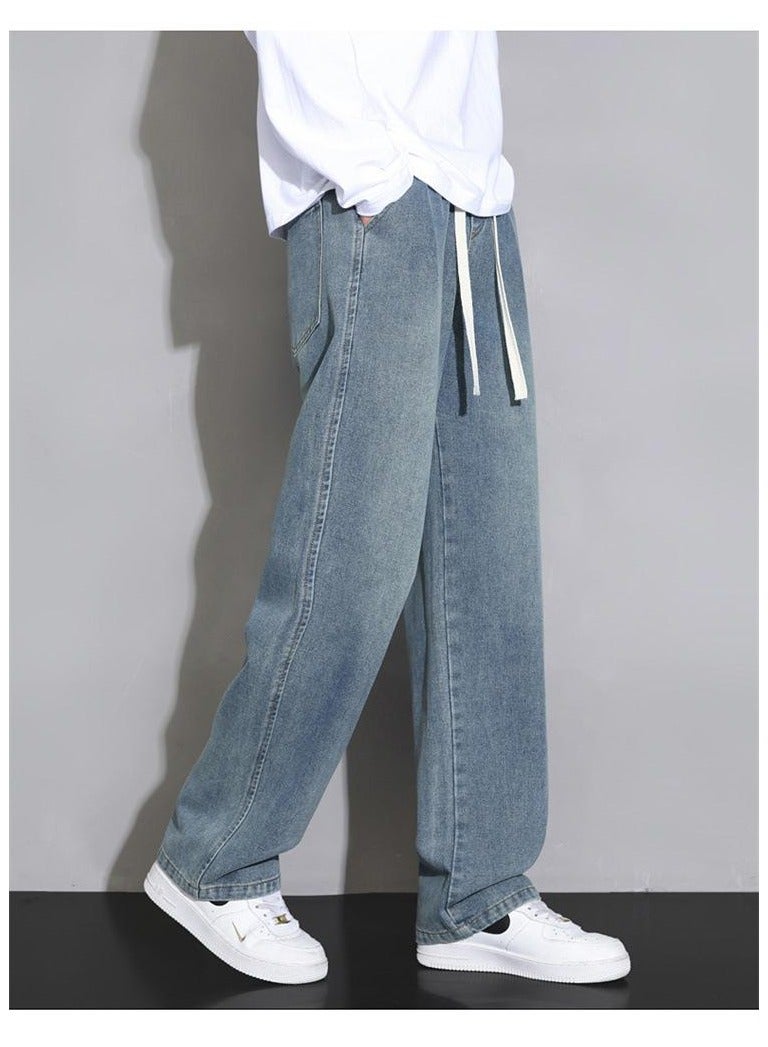 Fashionable Men's Loose Straight Leg Jeans, Wide Leg Casual Pants