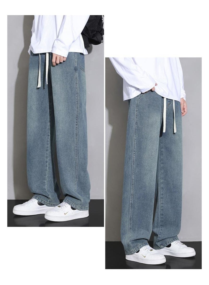 Fashionable Men's Loose Straight Leg Jeans, Wide Leg Casual Pants