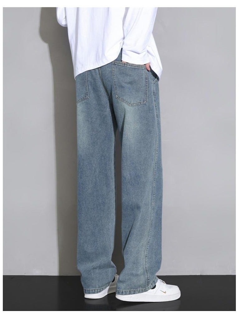 Fashionable Men's Loose Straight Leg Jeans, Wide Leg Casual Pants