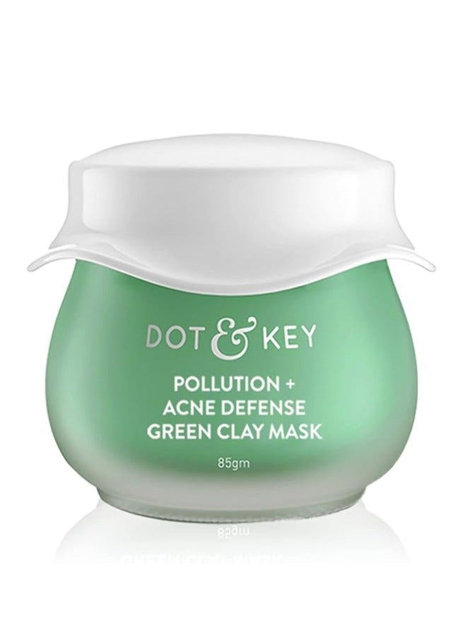 Dot & Key Skin Care Pollution + Acne Defense Green Clay Mask | Clay Mask for Face with Salicylic & Matcha Tea | Reduces Active Acne, Soothes Redness | For Dark Spots, Oily, Acne Prone Skin | 85g