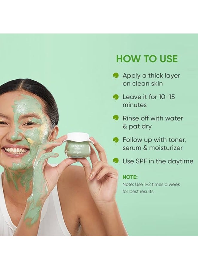 Dot & Key Skin Care Pollution + Acne Defense Green Clay Mask | Clay Mask for Face with Salicylic & Matcha Tea | Reduces Active Acne, Soothes Redness | For Dark Spots, Oily, Acne Prone Skin | 85g