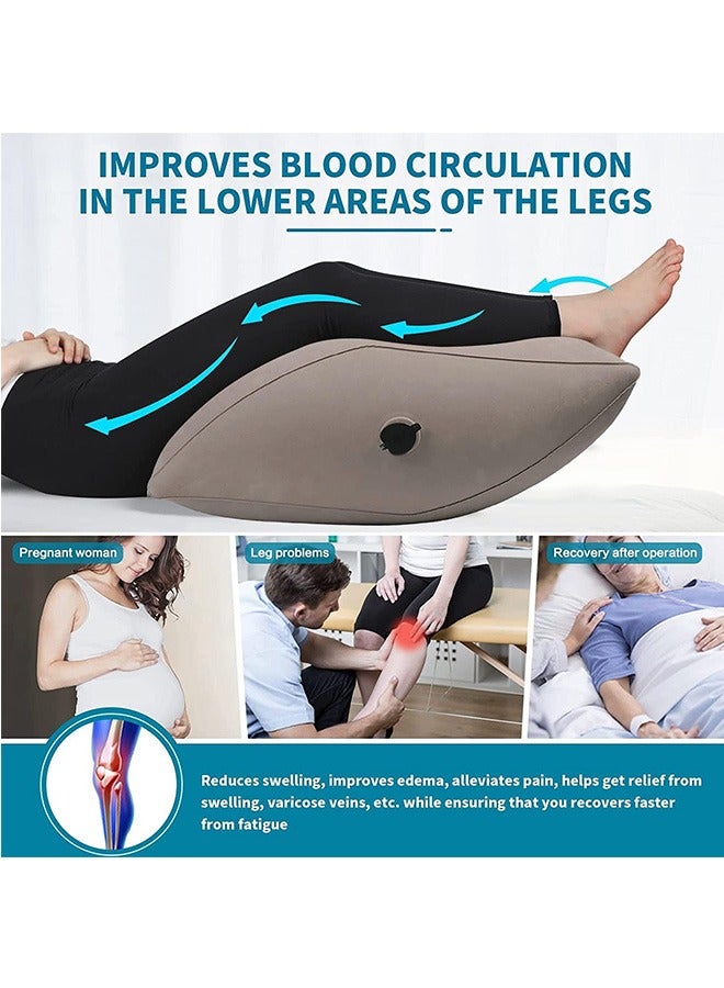 Inflatable Leg Elevation Pillow ,Leg Pillow for Sleeping Wedge Pillow Leg Rest Pillow with Inflatable Bag, Relax Muscle Relieve Pain in Back Legs Knees After Surgery Improve Blood Circulation