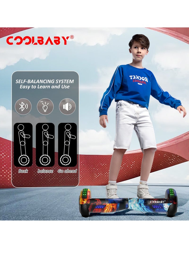 6.5inch Smart Electric Scooter 2 Wheels Self Balancing Scooter Lithium Battery Hoverboard Balance Scooter Bluetooth with Led Lights.