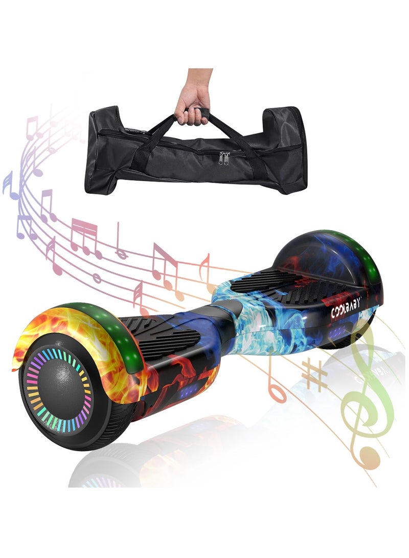 6.5inch Smart Electric Scooter 2 Wheels Self Balancing Scooter Lithium Battery Hoverboard Balance Scooter Bluetooth with Led Lights.