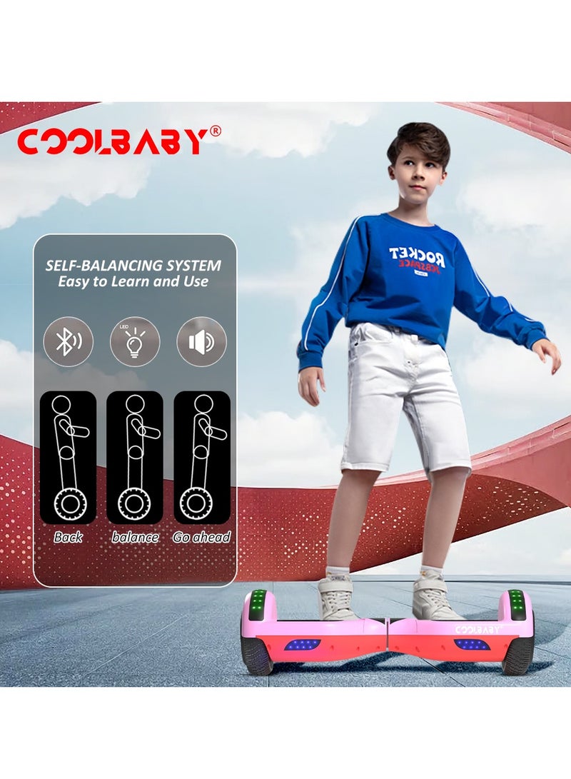 6.5inch Smart Electric Scooter 2 Wheels Self Balancing Scooter Lithium Battery Hoverboard Balance Scooter Bluetooth with Led Lights.