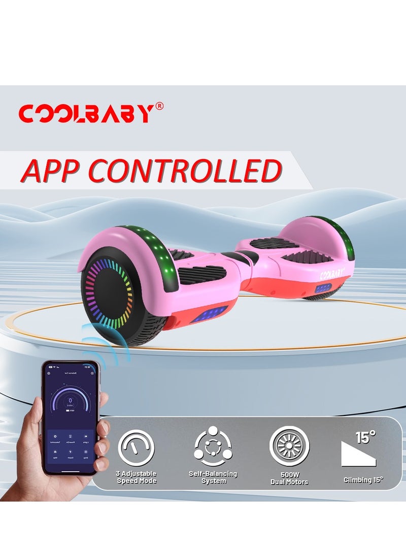 6.5inch Smart Electric Scooter 2 Wheels Self Balancing Scooter Lithium Battery Hoverboard Balance Scooter Bluetooth with Led Lights.