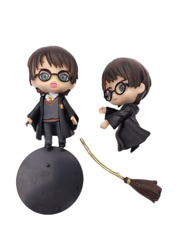 6-Piece Harry Potter Action Figures Sets 9cm, Anime Cartoon Small Figurines Toys, Collectible Ornaments for Birthday Holiday Party Favors Supplies, Cake Cupcake Toppers, Car, Micro Landscape