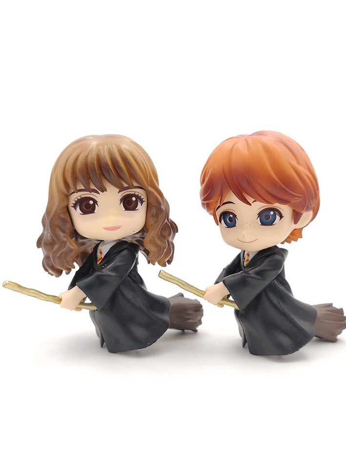 6-Piece Harry Potter Action Figures Sets 9cm, Anime Cartoon Small Figurines Toys, Collectible Ornaments for Birthday Holiday Party Favors Supplies, Cake Cupcake Toppers, Car, Micro Landscape