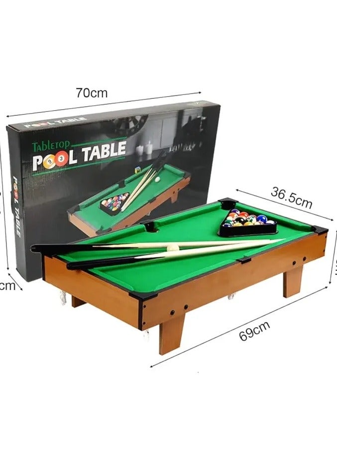 Mini Pool Table Wooden Tabletop Billiard Game Set With Chew Sticks Balls And Accessories For Home Office And Kids Entertainment