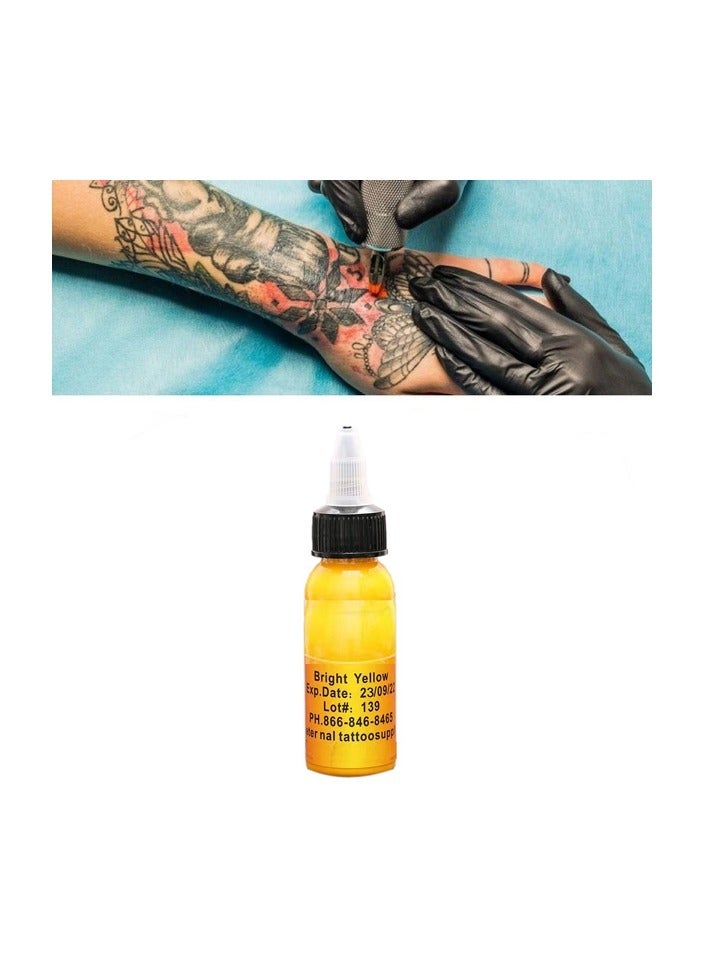 1-Bottles 30ml Professional Beauty Body Art Tattoo Makeup Ink Pigment Color Bright Yellow