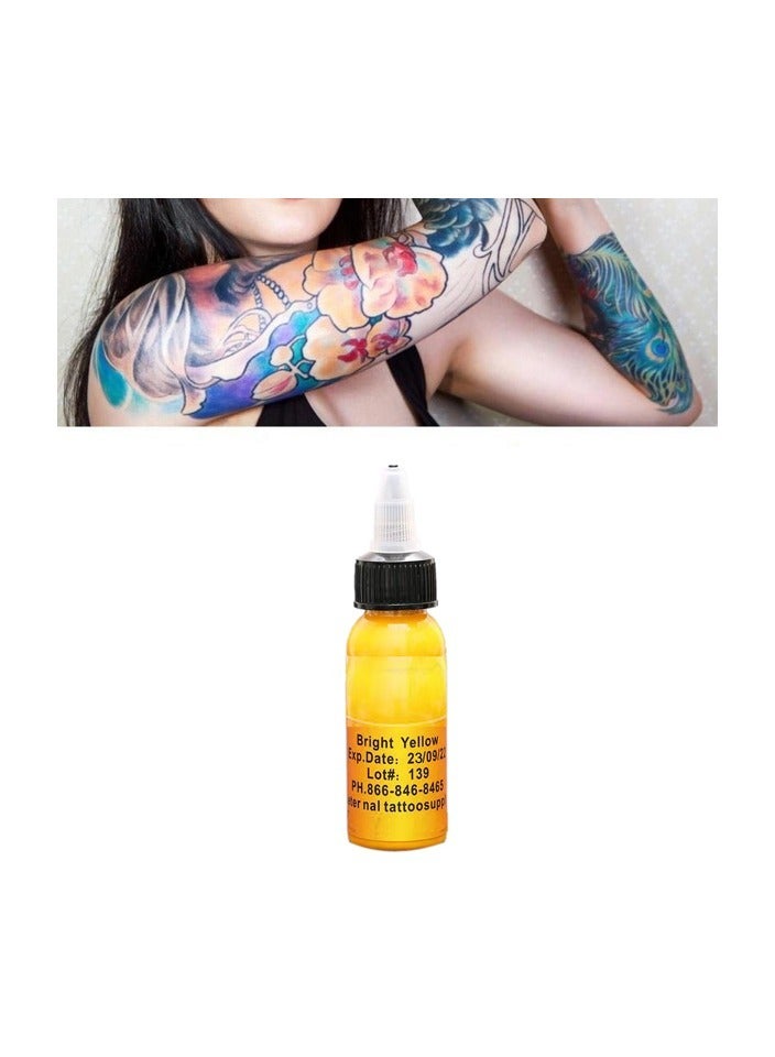 1-Bottles 30ml Professional Beauty Body Art Tattoo Makeup Ink Pigment Color Bright Yellow