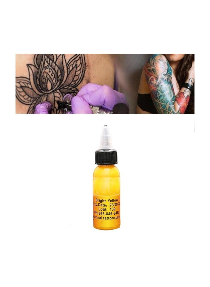 1-Bottles 30ml Professional Beauty Body Art Tattoo Makeup Ink Pigment Color Bright Yellow