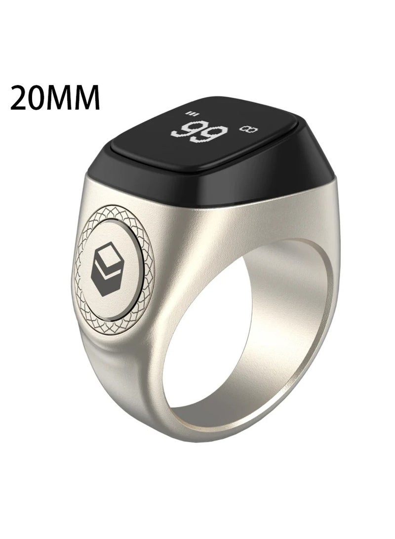 Digital Counter Tasbeeh SMART Zikr Metal Ring 20mm Silver