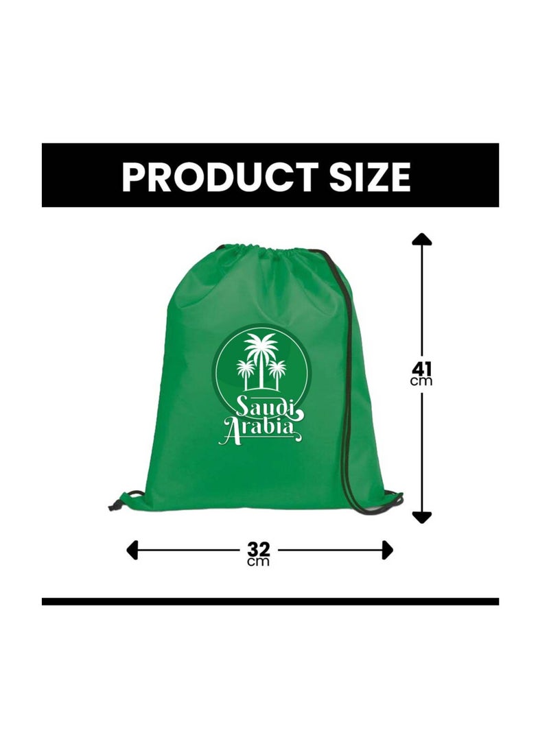 Saudi National Day Drawstring Bag – Ideal for Travel, Shopping, Gym, and Daily Use – Durable and Stylish Drawstring Backpack – Great for Celebrations, Events