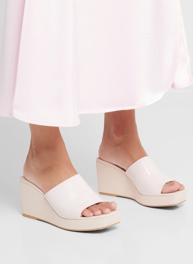 Textured Mule Wedge Sandal